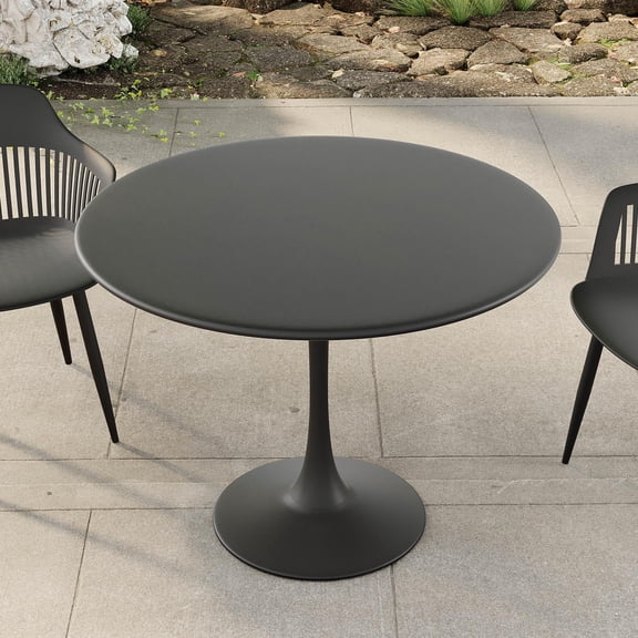Jamesdar, Kurv Bisto Dining Table 39", Indoor/Outdoor, 150Lbs Capacity, Steel/Plastic Base Ring, Black