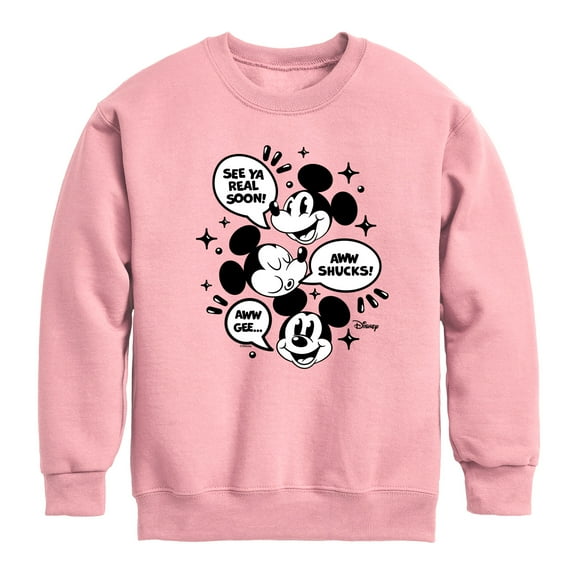 Disney - Mickey Mouse - See Ya Soon!, Aww Shucks!, Aww Gee - Youth Crewneck Fleece Sweatshirt