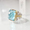 thumbnail image 2 of Blue Topaz Mans Ring, Checker Blue Topaz Gemstone Ring, November Birthstone, Two Tone Silver Jewelry, 925 Silver Ring, Designer Ring, Arabic Ring, Ottoman Turkish Ring, Christmas, Heavy Signet Ring, 2 of 8