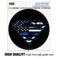 thumbnail image 3 of Superman Thin Blue Line Flag Shield Logo Automotive Car Window Locker Circle Bumper Sticker, 3 of 7