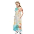 thumbnail image 2 of GERsome Girl's Short Sleeve Maxi Dress Tie-Dye Loose Casual Holiday Beach Long Dress with Pocket for 4-14 Years Kids, 2 of 9