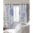 thumbnail image 4 of Hydrangea Leaves Kitchen Curtains Blue Striped Botanical Floral Cafe Short Curtains for Bathroom Blackout Window Curtain Grommet Small Window Treatment Tier Drapes for Bedroom Living Room 27.5"x39"x2, 4 of 9