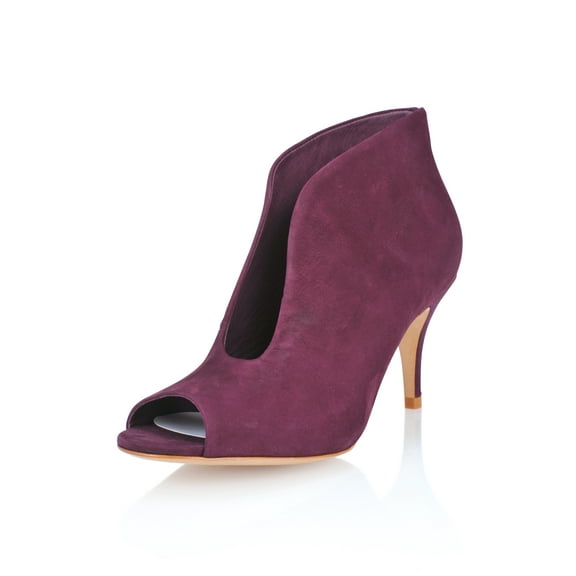 Schutz Paete Cabernet Suede Peep Toe Fashion Stiletto Low Heel Ankle Booties (Cabernet, 7)
