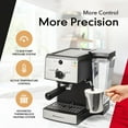 thumbnail image 4 of 7 Pc All-In-One Espresso Machine & Cappuccino Maker Barista Bundle Set w/Built-In Steamer & Frother (Inc: Coffee Bean Grinder, Portafilter, Milk Frothing Cup, Spoon/Tamper & 2 Cups), Stainless Steel, 4 of 5