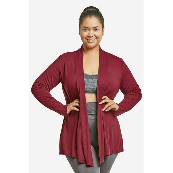 Sofra Women & Plus Size Lightweight Draped Open Front Rayon Summer Cardigan