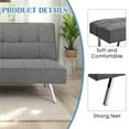 thumbnail image 3 of EBQOSK Sofa Bed with Armrest Two Holders Wood Frame, Stainless Leg, Futon PVC Gray 2, 3 of 7