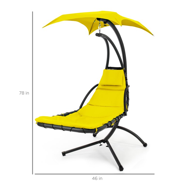 Best Choice Products Hanging Curved Chaise Lounge Swing, Yellow photo 8