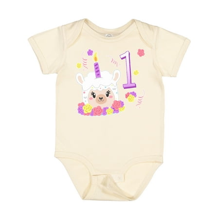 

Inktastic First Birthday- Cute Llama Cake Boys or Girls Baby Bodysuit