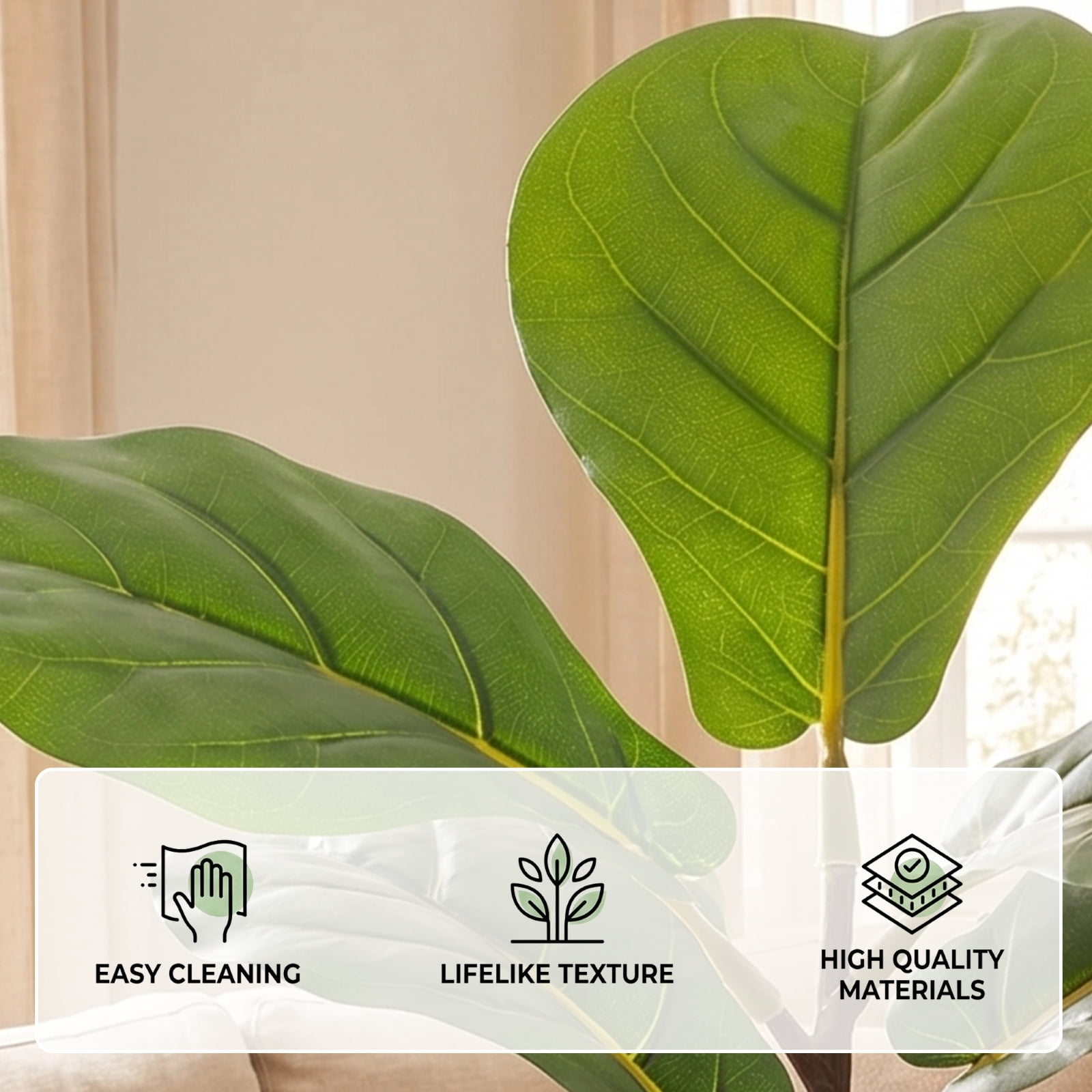 BEAUTYPEAK 4FT Artificial Fiddle Leaf Fig Tree Faux Ficus Tree Fake Green House Plants Indoor Outdoor Floor Plant