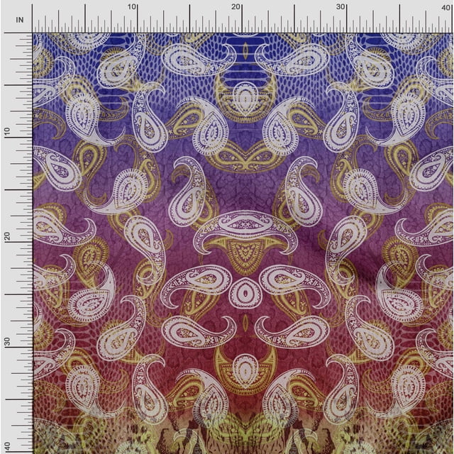 Soimoi Polyester Crepe Fabric Paisley Panel Print Sewing Fabric Yard 52 Inch Wide