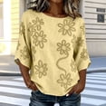 thumbnail image 2 of Tank Tops for Women 100% Cotton Fashion Casual Embroidery Round Neck 3/4 Sleeve Spring Blouse Tops, 2 of 6
