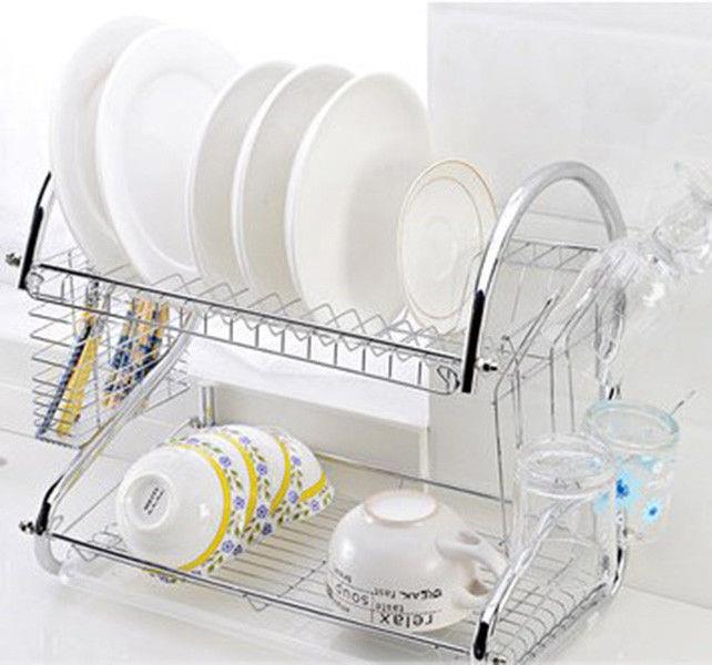 Ktaxon Stainless 2Layer Dish Drainer Multifunctional Silver Kitchen