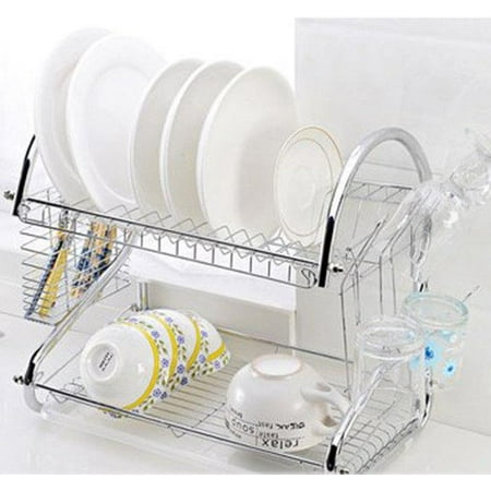 Ktaxon Stainless 2-Layer Dish Drainer Multifunctional Silver Kitchen Dish (Best Stainless Steel Dish Drainer)
