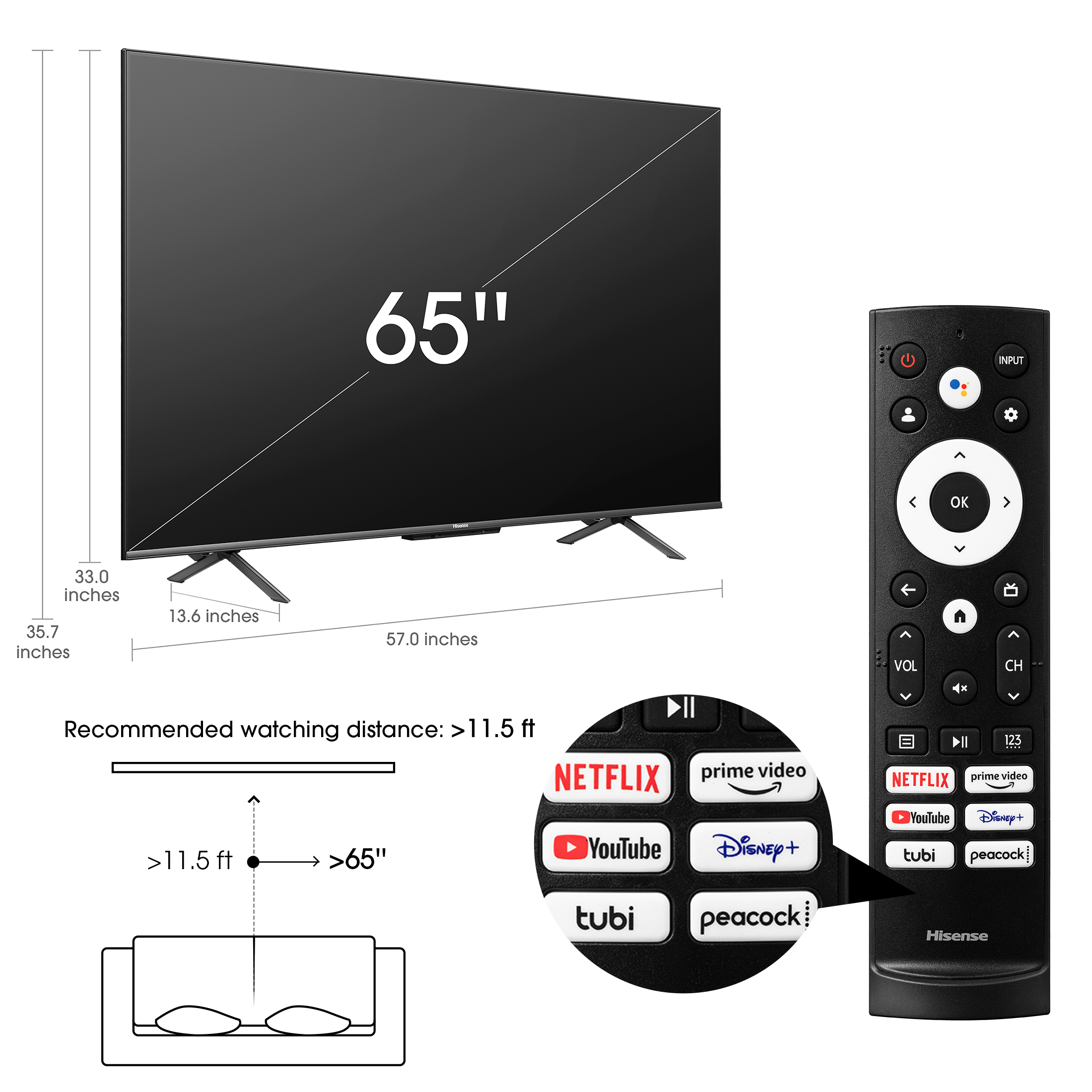 Hisense - 65" Class ULED U6H Series Quantum Dot QLED 4K UHD Smart Google TV (65U6H) - image 2 of 10