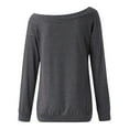 thumbnail image 4 of DuoJiaJ Womens Off The Shoulder Tops Summer Casual Long Sleeve T Shirts Blouse Women’s Workout Tops Gray, 4 of 5