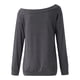 thumbnail image 5 of Blusa de manga larga con hombros descubiertos para mujer - Camiseta informal de verano de color liso, 5 of 6