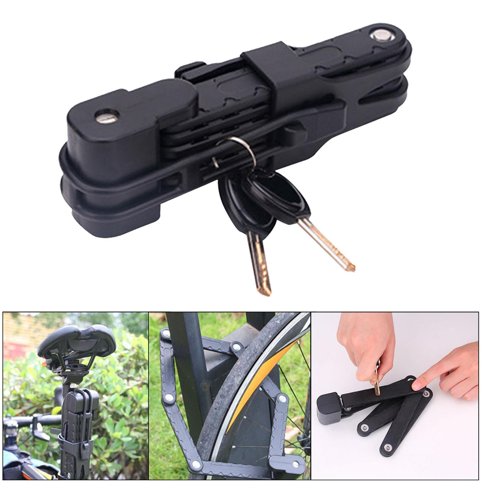 DimyFew Bike Lock Bicycle Scooter Motorcycle Folding Locks with 2 Keys, Fold Chain Heavy Black