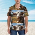 thumbnail image 2 of Balery Countryside Flower Cow Camisas hawaianas de manga corta para hombre, camisas playeras de corte holgado, camisas de vacaciones con botones,Small, 2 of 7