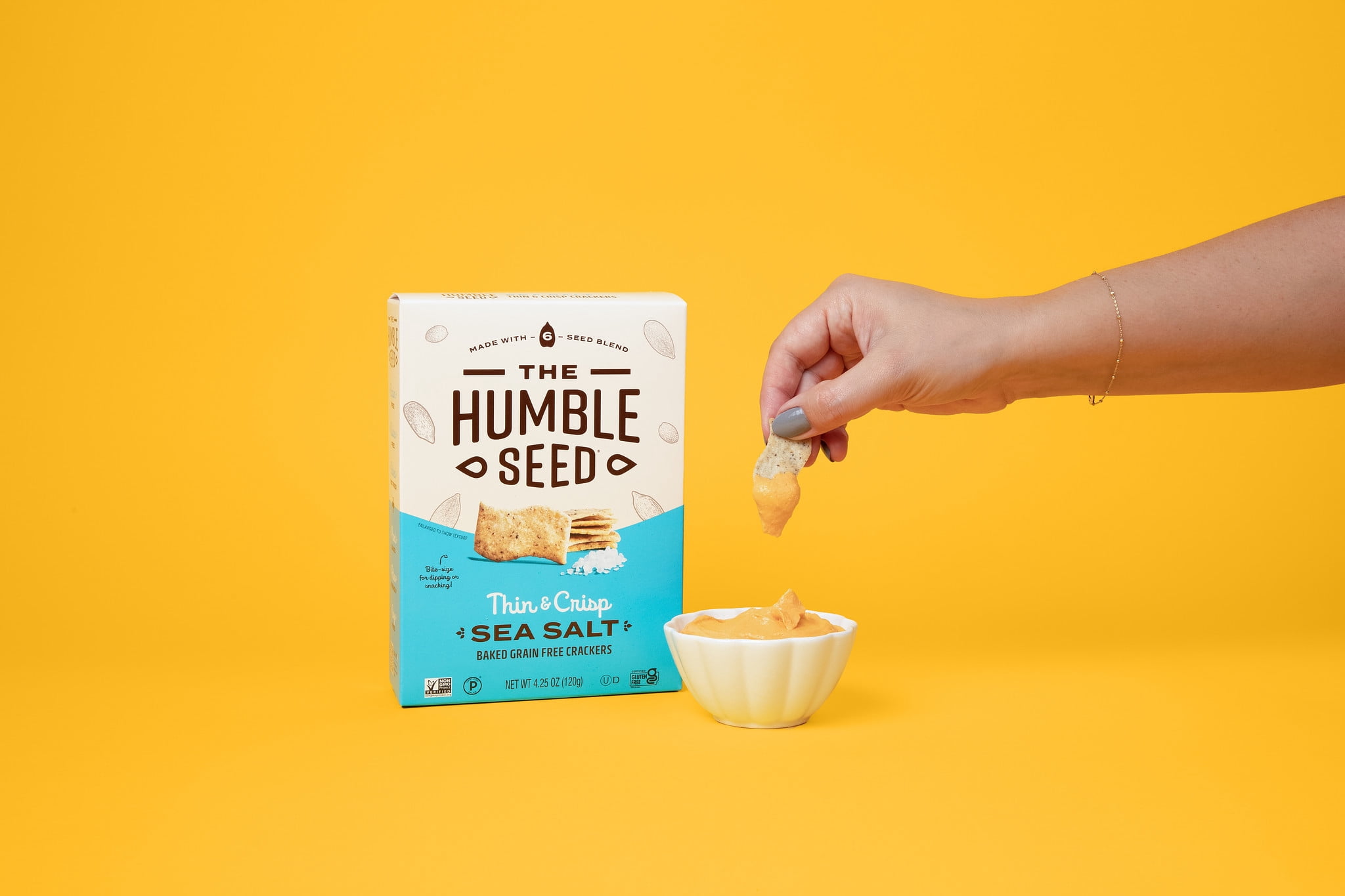 The Humble Seed, Grain & Gluten Free Crackers, Sea Salt, 4.25 oz (Pack Of 6), Tasty Snacks