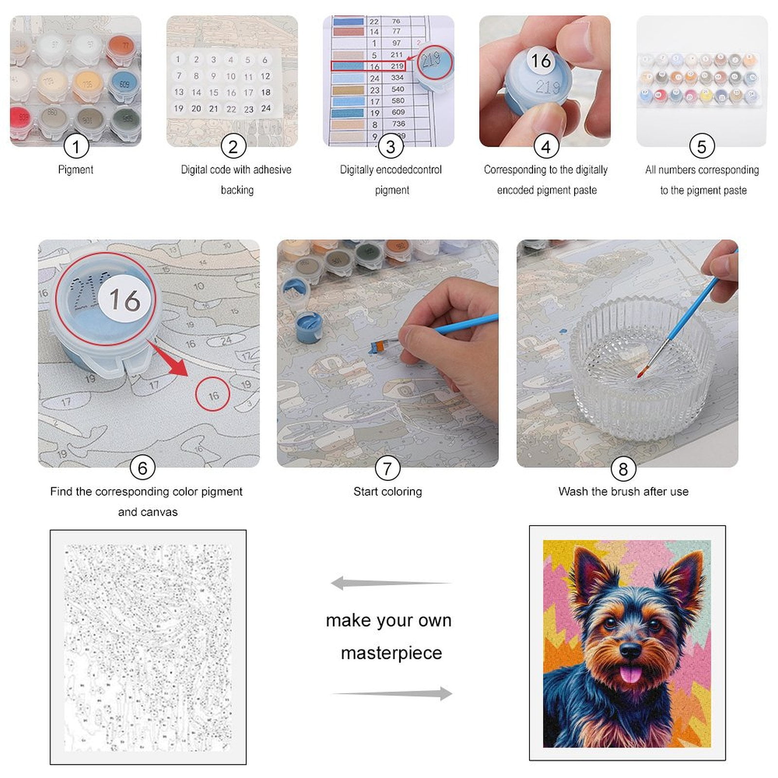 Paint By Numbers Kit for Adults Beginner - DIY Colorful Dog Portrait Art Background Canvas Painting Kits for Adults, Frameless Paint By Number for Adults for Home Wall Decor 16x20 Inch