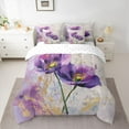 thumbnail image 2 of Homewish Dreamy Purple Floral Bedding Comforter Set 7 Pieces for Women, Fashion Marble Artwork Full Bedding Set, Splash Watercolor Reversible Fitted Sheet Flat Sheet, Microfiber Bedroom Decor, 2 of 7