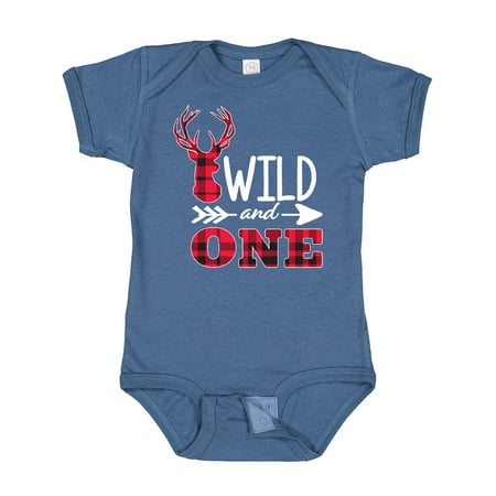 

Inktastic Plaid Deer Wild and 1 with Arrow Gift Baby Boy or Baby Girl Bodysuit