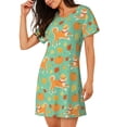 thumbnail image 2 of Naloa Cute Shiba And Pumpkins Print Women Nightgowns,Womens Loungewear,Short Sleeve Sleepwear,Comfy Ladies Nightdress, 2 of 6
