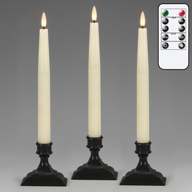 Velas de Navidad GenSwin con temporizador remoto, 3 unidades, color marfil