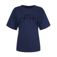 thumbnail image 2 of WREESH Women's Heartbeat T-Shirts Fashionable Love Heart Graphic Short Sleeve Crew Neck Tops Navy, 2 of 5