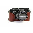 thumbnail image 2 of PEN-F Case, BolinUS Handmade Genuine Real Leather Half Camera Case Bag Cover for Olympus PEN-F Bottom Opening Version + Hand Strap - Coffee, 2 of 4
