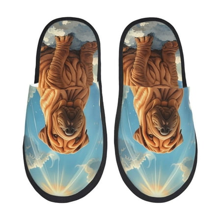 

Tideii Sunshine Cloud Bulldog for Home Indoor Cotton Slippers Autumn and Winter EVA Plush Slippers Household Supplies Unisex-Large