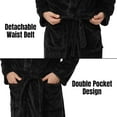 thumbnail image 4 of Enwphrey Men's Robe - Long Fleece Bathrobe with Belt, Soft Plush Fluffy, Warm & Cozy Robes for Men (Black,S-M), 4 of 6