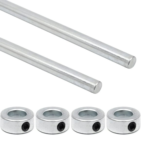 6 Piece 1 2 Inch Zinc Plated Steel Rod Set With Shaft Collars Heavy Duty Axle Hardware