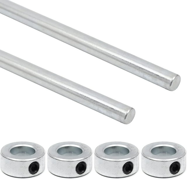 6 Piece 1 2 Inch Zinc Plated Steel Rod Set With Shaft Collars Heavy Duty Axle Hardware