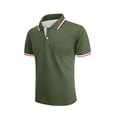 thumbnail image 4 of YODETEY Men’s Stretch Short Sleeve Polos with Pocke, Men's Contrast Trim Short Sleeve Polos Shirt,Big and Tall Army Green,Size S-5XL, 4 of 5