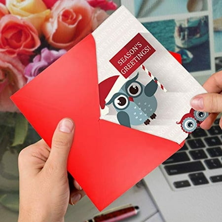 The Best Card Company - 12 Beautiful Merry Christmas Cards (1 Design, 12 Cards) - Bulk Boxed Xmas Stationery Set with Envelopes - Happy Owlidays B3947