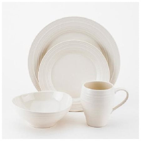 White Ceramic Swirl 4-Piece Dinnerware Set