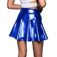 thumbnail image 4 of Wyobmus Women's Shiny Metallic Skirt Sparkly Flared Pleated A-Line Mini Skater Skirt High Waist Party Nightclub Athletic Tennis Skirt B-Blue, 4 of 5