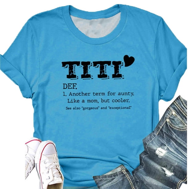 Puntoco Titi Camiseta De Manga Corta Con Estampado En forma De Corazón Para Mujer, top De Manga Corta Con Cuello Redondo, Camiseta Azul M, Regalo Para Mujer