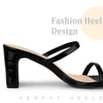 thumbnail image 4 of Dual Strap Embossed Chunky Heel Slide Sandals Black 9, 4 of 6