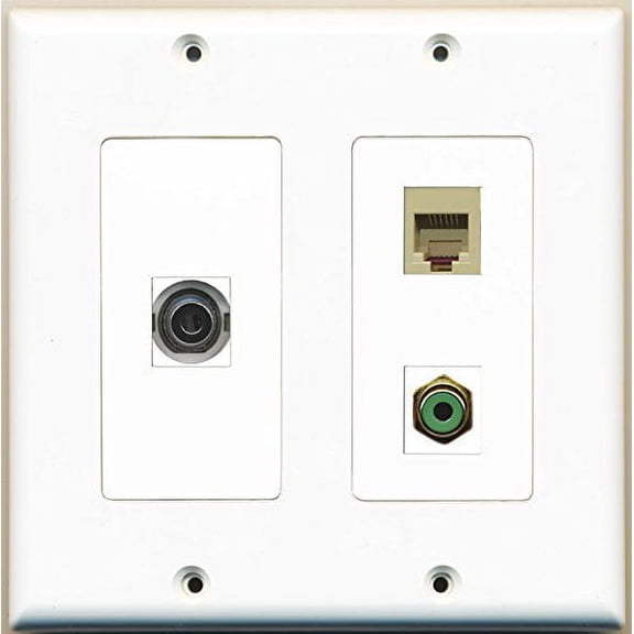 RiteAV - 1 Port RCA Green 1 Port Phone RJ11 RJ12 Beige 1 Port 3.5mm - 2 Gang Wall Plate