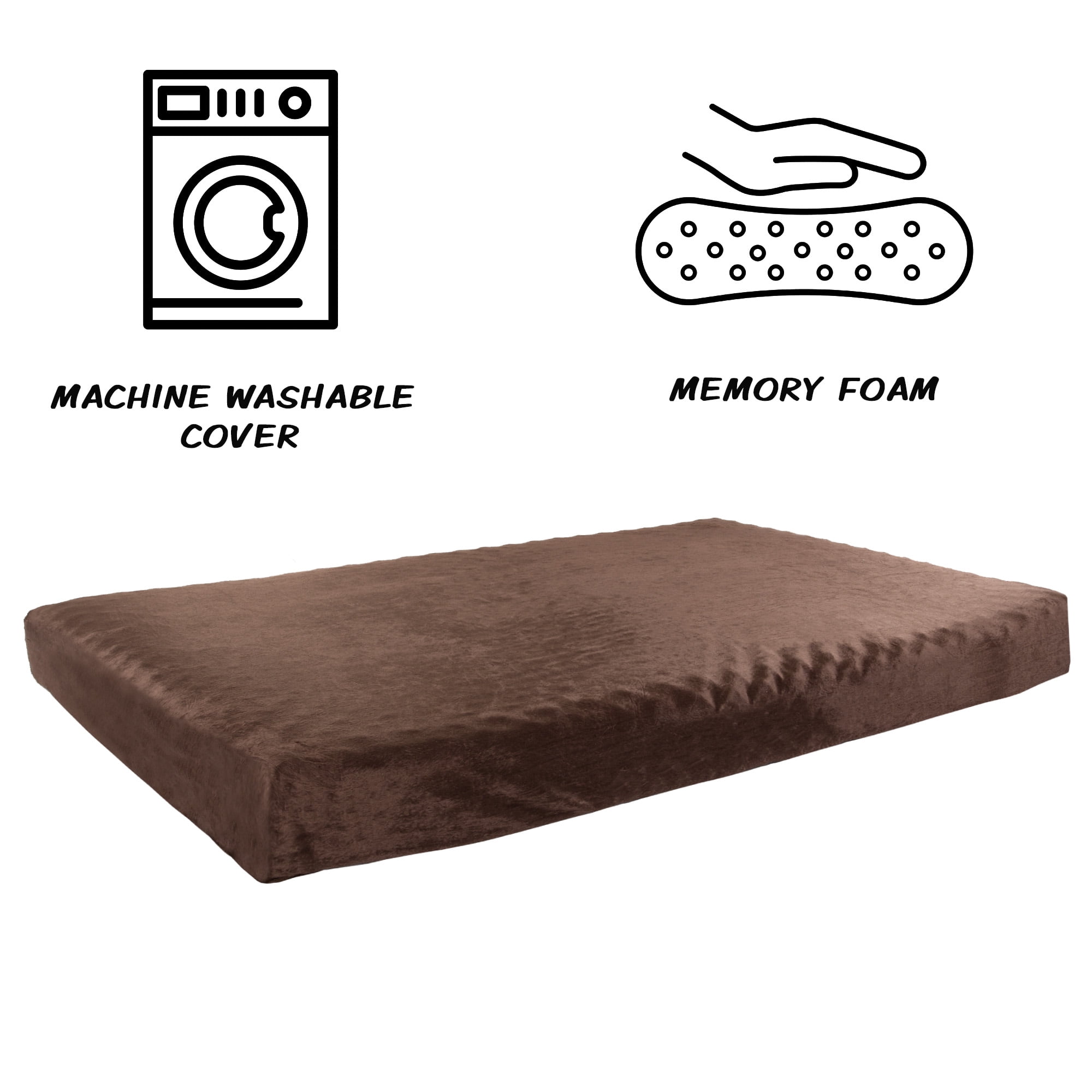 Memory Foam Dog Bed – 2-Layer Orthopedic Dog Bed with Machine Washable Cover - 46 x 27 Dog Bed for Large Dogs up to 95lbs by PETMAKER (Brown)
