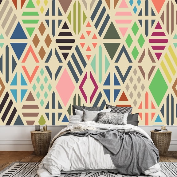 wall26 - Rhombuses Seamless Pattern. Geometric Background. - Removable Wall Mural | Self-Adhesive Large Wallpaper - 66x96 inches