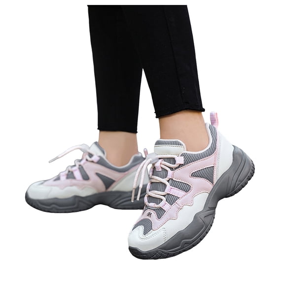 Unisex Child Leather Lightweight Thick Sole Sneakers for Boys Girls Breathable Knit Athletic Running Shoes