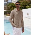 thumbnail image 3 of COOFANDY Men's Casual Linen Button Down Shirt Chambray Plain Oxford Dress Shirt, 3 of 6
