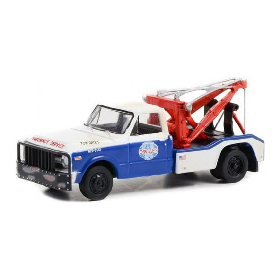 1969 Chevy C-30 Dually Wrecker, Blue & White - Greenlight 46090B - 1/64 scale Diecast Car