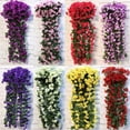 thumbnail image 2 of Viworld 1PC Artificial Flower Hanging Flowers Violet Simulation Vine Wedding Home Decoration (Red), 2 of 6