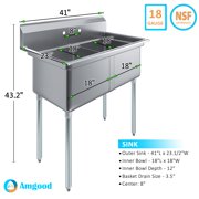 18″ x 18″ x 12″ Two Compartment Stainless Steel Commercial Kitchen Prep & Utility Sink | NSF