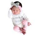 thumbnail image 2 of Newborn Baby Girl Outfit Letter Long Sleeve Romper Pants Set Cute Infant Fall Clothes 3pcs, 2 of 7