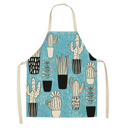 

Wiueurtly Small Fresh Cactus Printed Apron Green Printed Apron Home Cleaning Parent Child Apron Waterproof And Oil Proof Coverall plus Size Retro Dress Pattern Bib Apron Vintage Style
